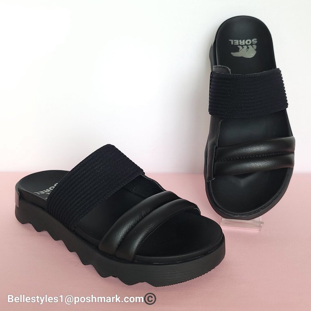 SOREL Viibe Fabric & Leather Platform Two-Straps Slip-On Slide- Women’s Size 9.⭐ - Picture 6 of 16